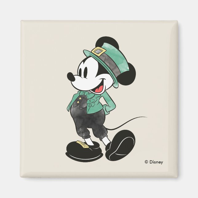 Mickey Mouse | Watercolor St. Patrick's Day Magnet (Front)