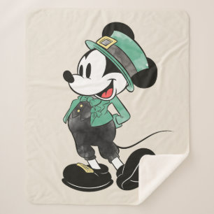 Mickey Mouse   Watercolor St. Patrick's Day Sherpa Blanket
