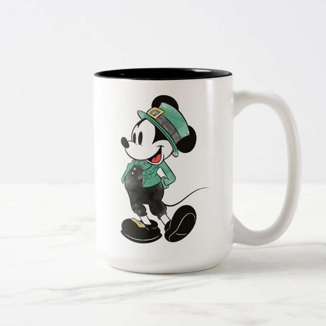 Mickey Mouse | Watercolor St. Patrick's Day Two-Tone Coffee Mug (Right)