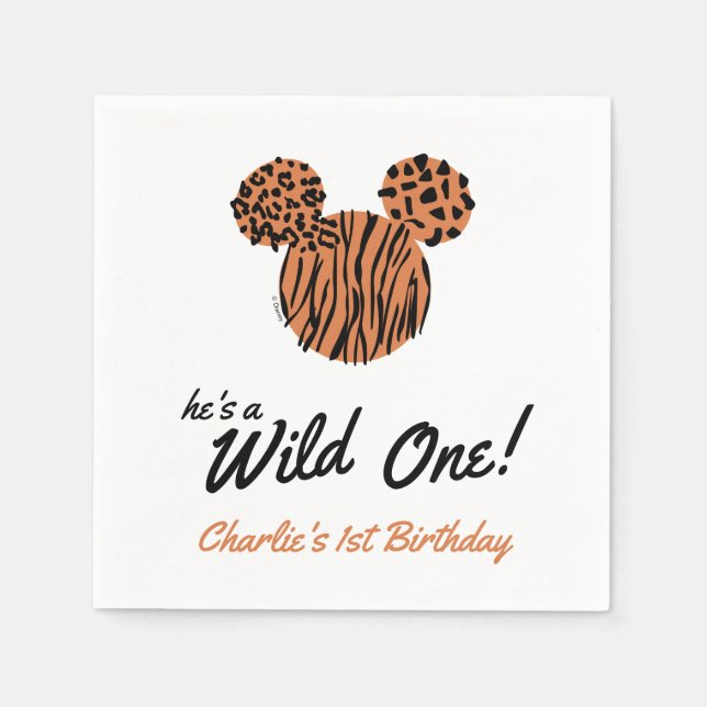 Mickey Mouse | Wild One 1st Birthday Napkins (Front)