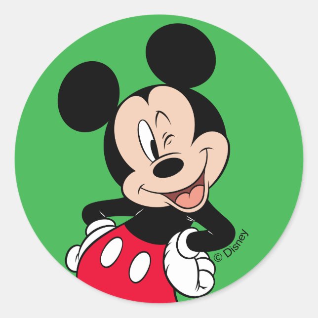 Mickey Mouse Wink Classic Round Sticker (Front)