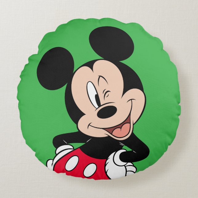 Mickey Mouse Wink Round Pillow (Front)