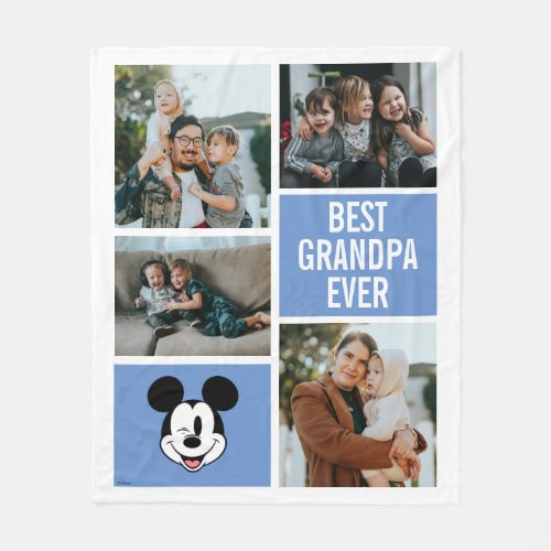 Mickey Mouse Winking Face  Best Grandpa Ever Fleece Blanket