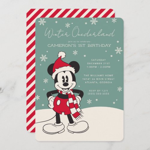 Mickey Mouse Winter Onederland 1st Birthday Invitation