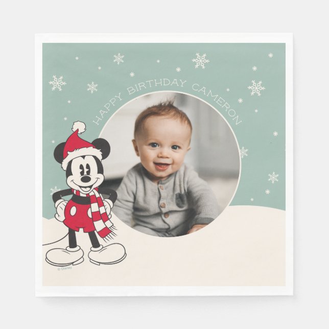 Mickey Mouse Winter Onederland 1st Birthday Napkins (Front)