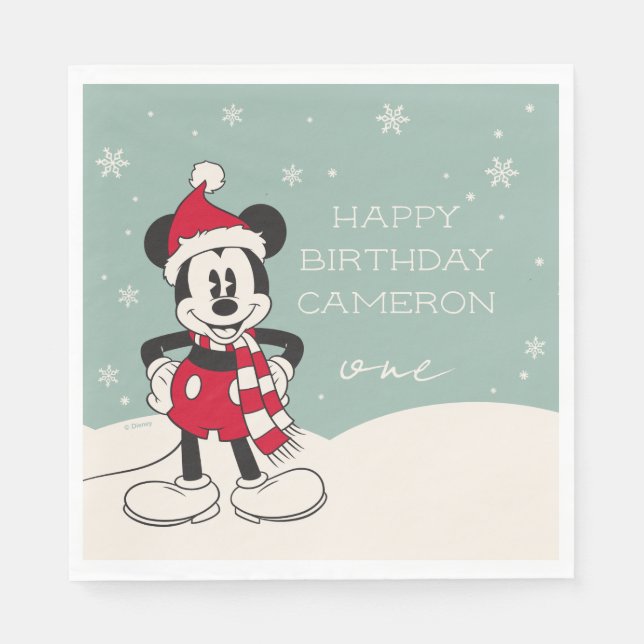Mickey Mouse Winter Onederland 1st Birthday Napkins (Front)