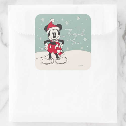 Mickey Mouse Winter Onederland Birthday Thank You Square Sticker