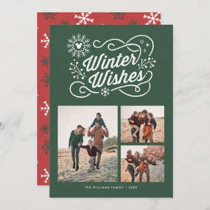 Mickey Mouse Winter Wishes Family Photo Collage Invitation