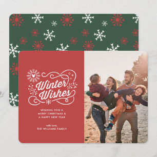 Mickey Mouse   Winter Wishes Family Photo Holiday Invitation