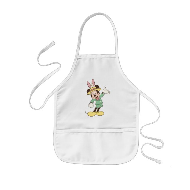 Mickey Mouse with Easter Bunny Ears Kids' Apron (Front)