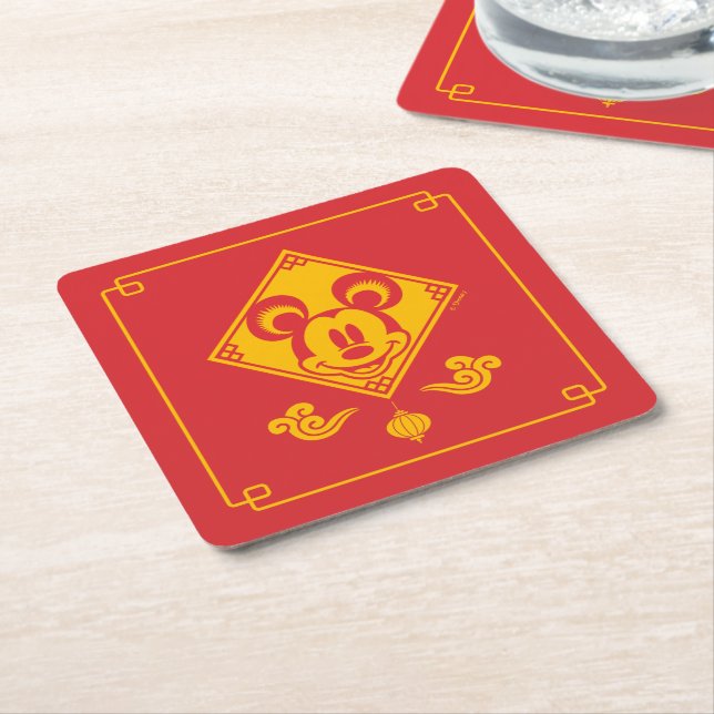 Mickey Mouse | Year of the Mouse Square Paper Coaster (Angled)