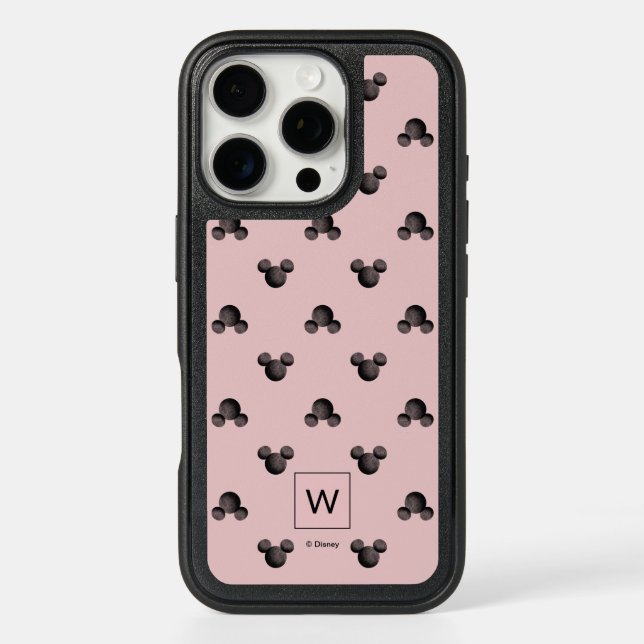 Mickey Pink Icon Pattern - Monogram Otterbox iPhone Case (Back)