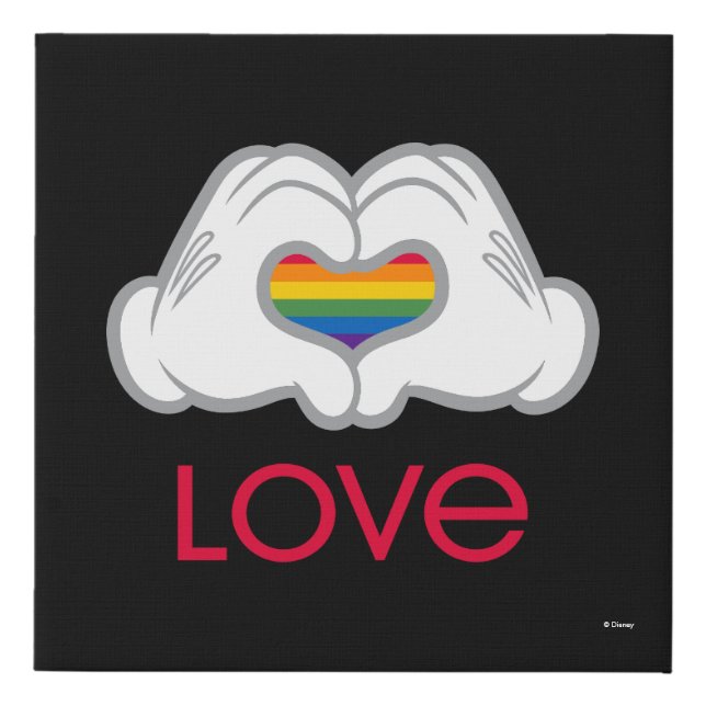 Mickey Rainbow Love Faux Canvas Print (Front)