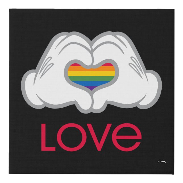 Mickey Rainbow Love Faux Canvas Print (Front)