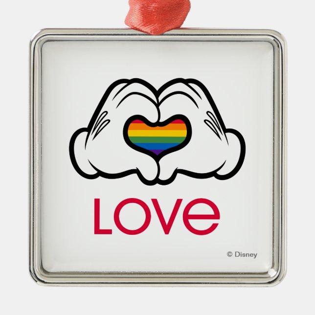 Mickey Rainbow Love Metal Ornament (Front)
