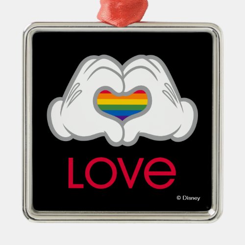 Mickey Rainbow Love Metal Ornament