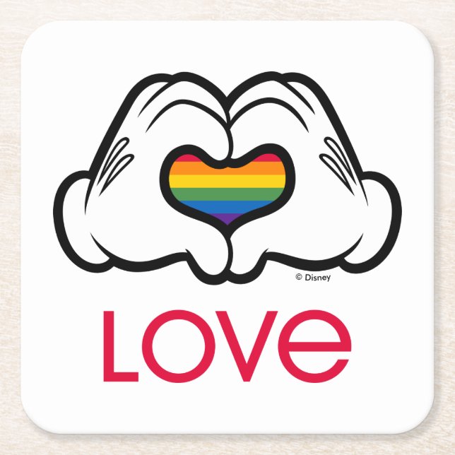 Mickey Rainbow Love Square Paper Coaster (Front)