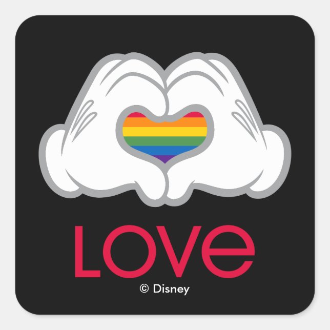 Mickey Rainbow Love Square Sticker (Front)