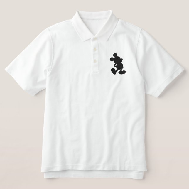 Mickey Silhouette - Black Embroidered Polo Shirt (Design Front)