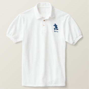 Mickey Silhouette - Navy | Add Your Name Embroidered Polo Shirt by DisneyLogosLetters at Zazzle