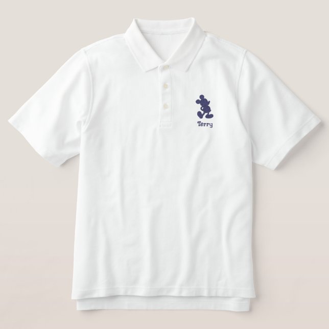 Mickey Silhouette - Navy | Add Your Name Embroidered Polo Shirt (Design Front)