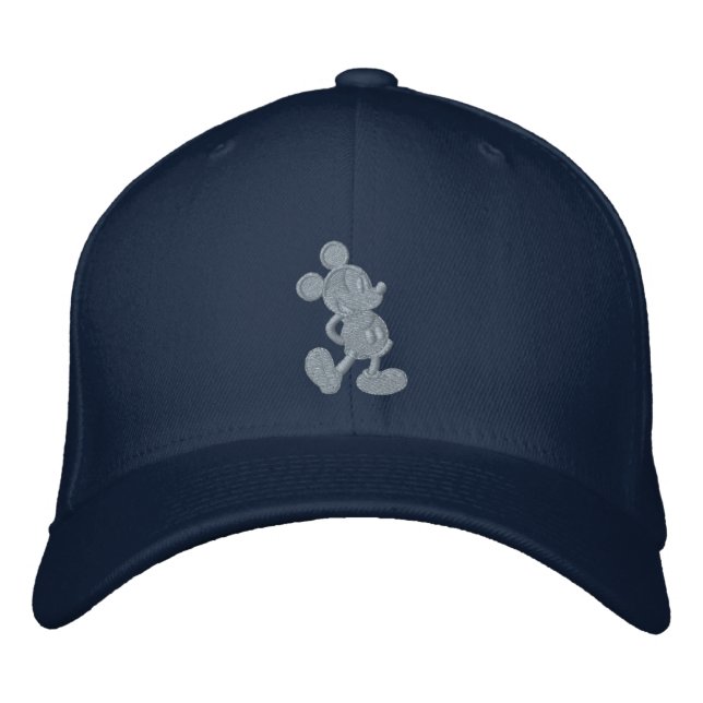 Mickey Silhouette - Silver Embroidered Baseball Cap (Front)