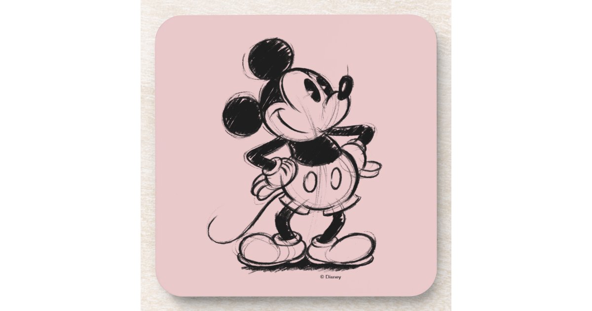 Disney Mickey Mouse head coaster set of 4-White With Black Glitter