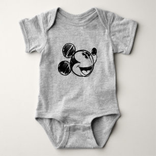 Mickey Sketch Head Baby Bodysuit