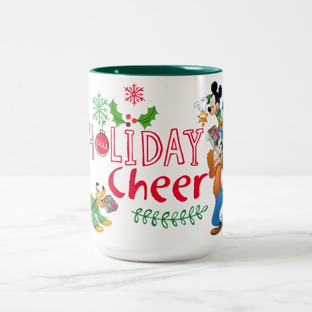 Mickey Spreading Holiday Cheer Two-Tone Coffee Mug (Center)