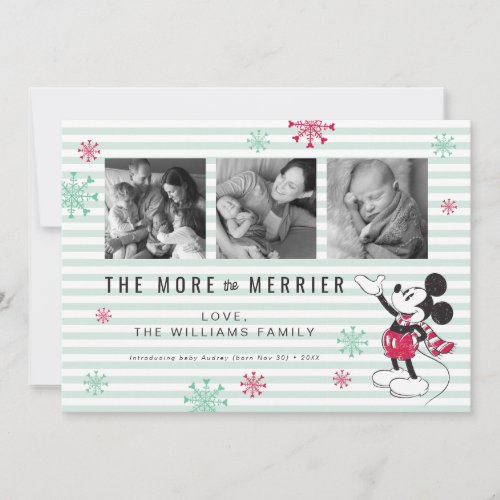 Mickey The More the Merrier New Baby Christmas Holiday Card