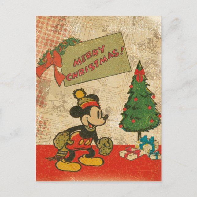 Mickey | Vintage Merry Christmas Holiday Postcard (Front)