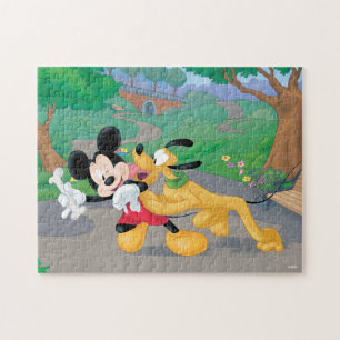 Mickey With Treat For Pluto Jigsaw Puzzle