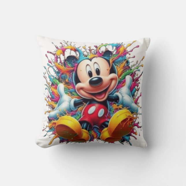 Mickey's Magical Splash Throw Pillow (Front)