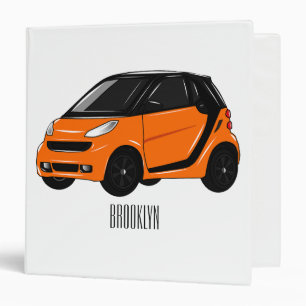 Micro car cartoon illustration 3 ring binder