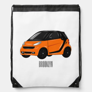 Micro car cartoon illustration drawstring bag