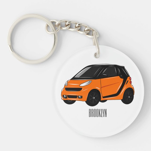 Micro car cartoon illustration keychain (Front)