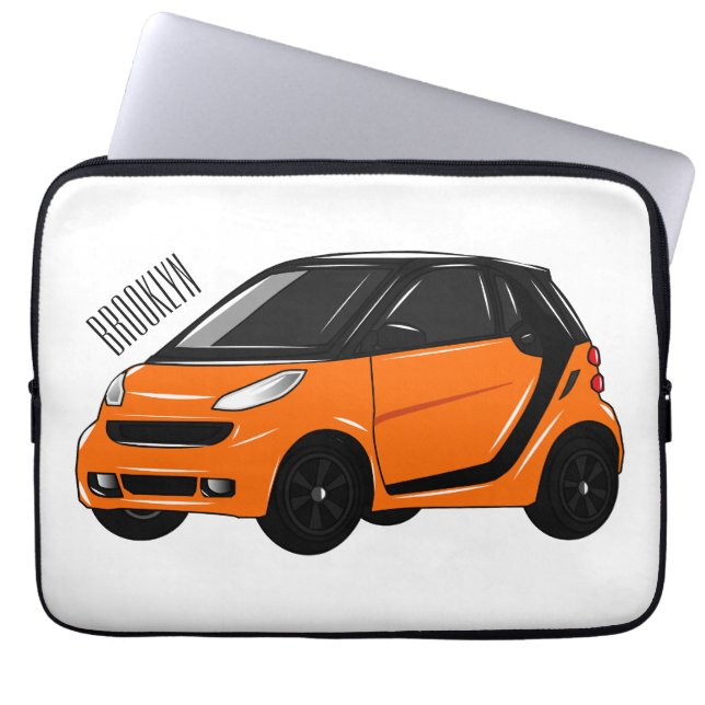 Micro car cartoon illustration laptop sleeve (Front)