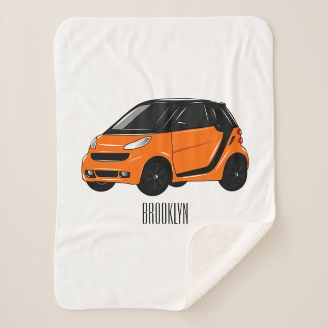 Micro car cartoon illustration sherpa blanket (Front)