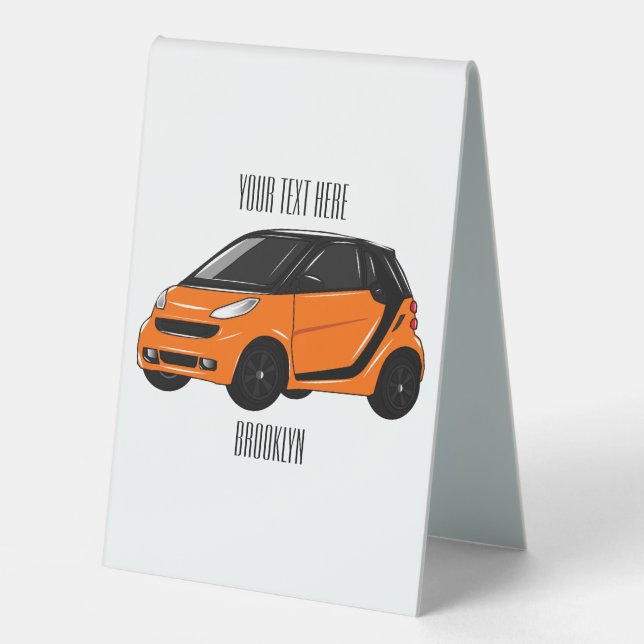 Micro car cartoon illustration table tent (Front)
