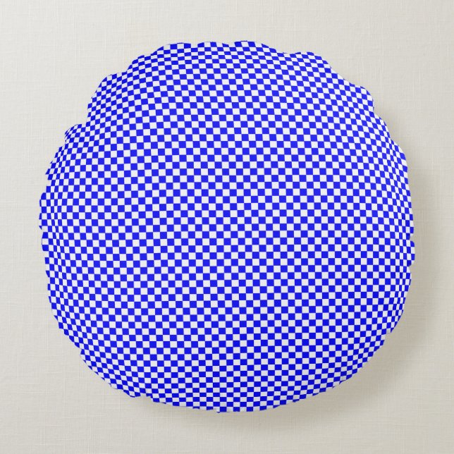 Micro Checkered Grid Pattern Round Pillow (Front)