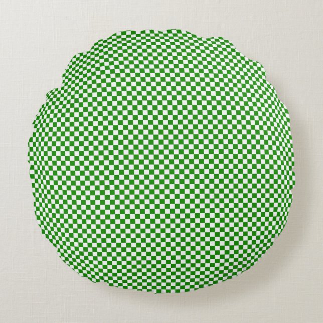 Micro Checkered Grid Pattern Round Pillow (Front)