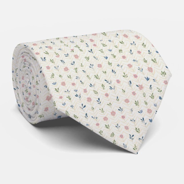 Micro Gradient Floral Pattern Neck Tie (Rolled)