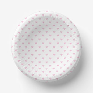 Micro Hearts Light Pink - White Paper Bowls