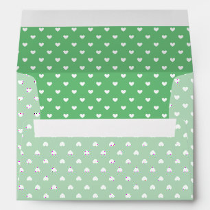 Micro Hearts White - Summer Green Envelope