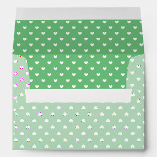 Micro Hearts White - Summer Green Envelope