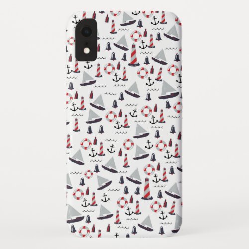 Micro Nautical Pattern vintage style print iPhone XR Case