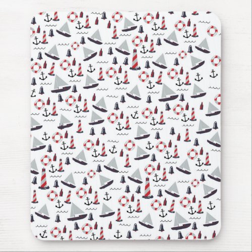 Micro Nautical Pattern vintage style print Mouse Pad