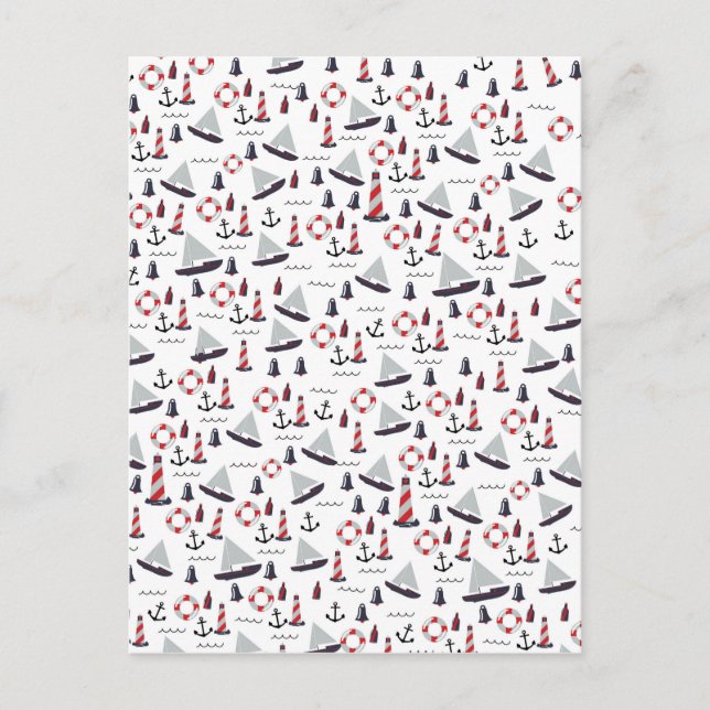 Micro Nautical Pattern vintage style print. Postcard (Front)