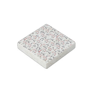 Micro Nautical Pattern vintage style print. Stone Magnet