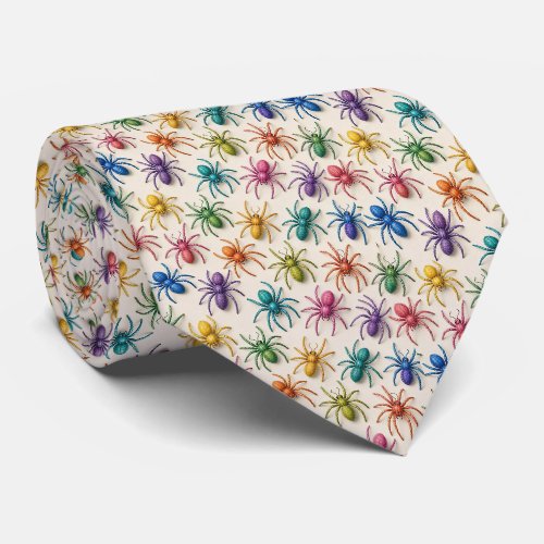 Micro Pattern Rainbow Spiders Neck Tie